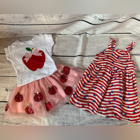 dress Other - Toddler Girls' Dresses Bundle 3T Patriotic & Apple Theme